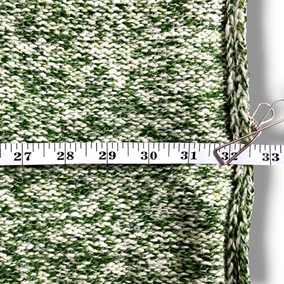 LOFT green & white short sleeve open front poncho wrap sweater size Medium - Picture 13 of 16